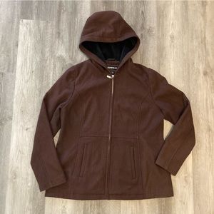 Runway brown hooded wool jacket